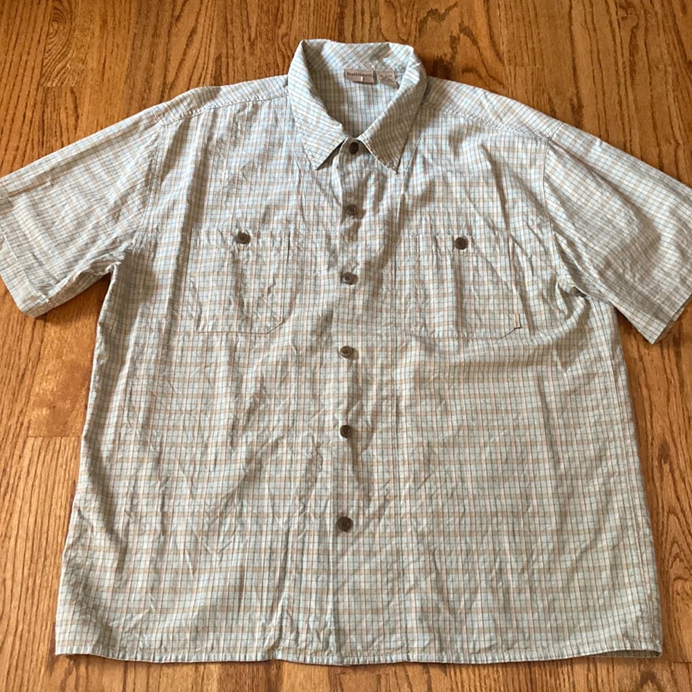 Ruff Hewn Short Sleeve Light Green Plaid Shirt